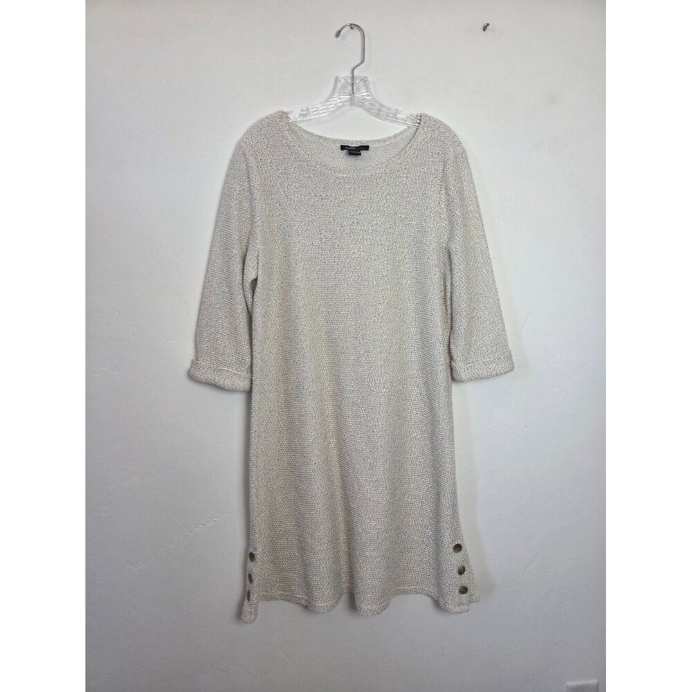 Robert Louis Boucle Bobble Knit Dress Cream Oatmeal Neutral Popover Office Large